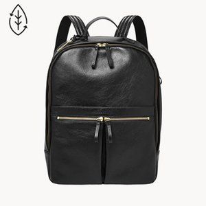 Fossil Women's Tess Black Leather Laptop Backpack